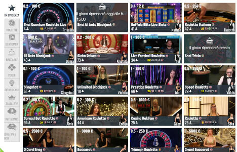 Il casinò Live di Snai